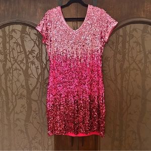 Main Character Ombré Pink Sequin Dress